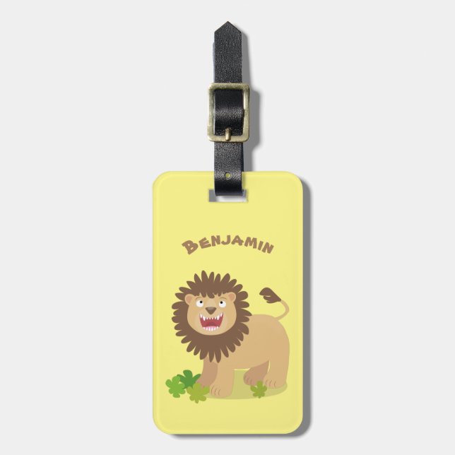 Glad lejon som rytande serieillustration bagagebricka (Vertikal Framsida)