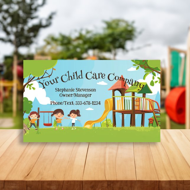 Glad Lekpark Barnomsorg Dagis Utbildning Visitkort (daycare child care business cards)