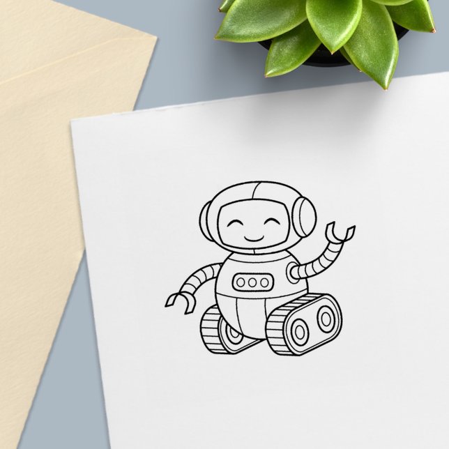 Glad leksaksrobot Färglägg mig Självfärgande Stämpel (Skapare uppladdad)