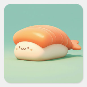 Glad lera räkor sushi fyrkantigt klistermärke