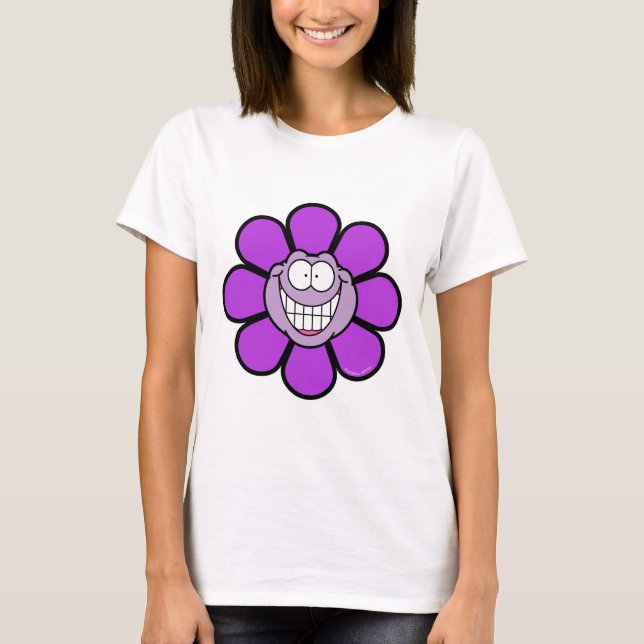 Glad Lila Blomma T Shirt (Framsida)