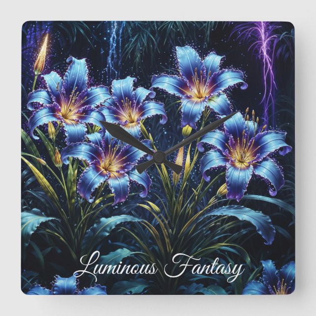 Glad lilies nattvibrerande blommigt fantasi fyrkantig klocka (Framsida)