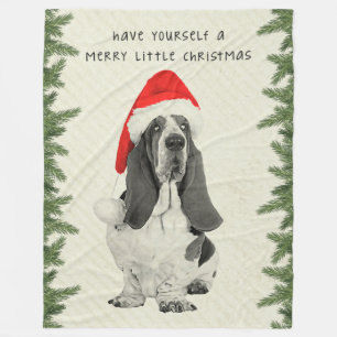 Glad lite jul för Bassethund Fleecefilt