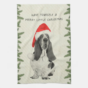 Glad lite jul för Bassethund Kökshandduk