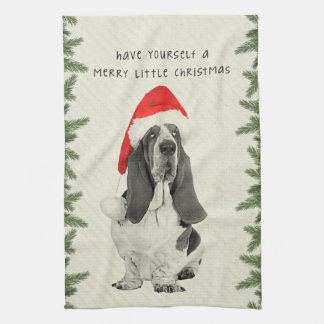 Glad lite jul för Bassethund Kökshandduk