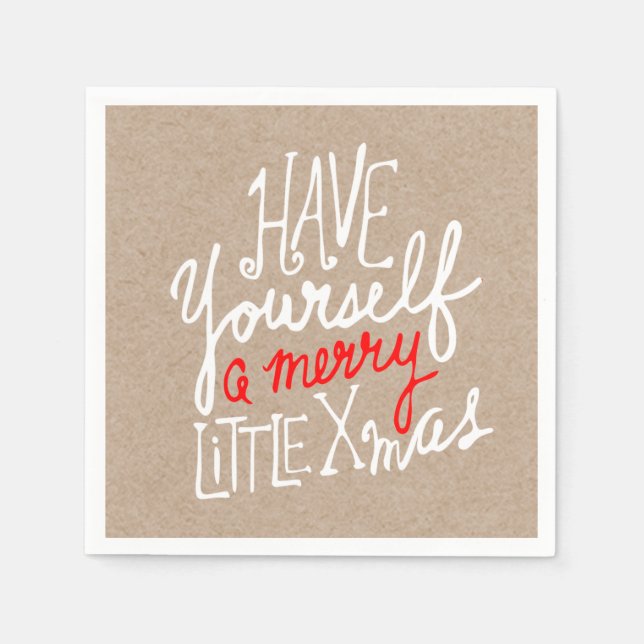 Glad lite julfest för lantlig Kraft typografi Pappersservett (Framsidan)