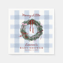 Glad liten baby shower blå rutiga servetter