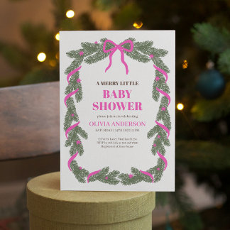 Glad liten baby shower Elegant rosa slinga Inbjudningar