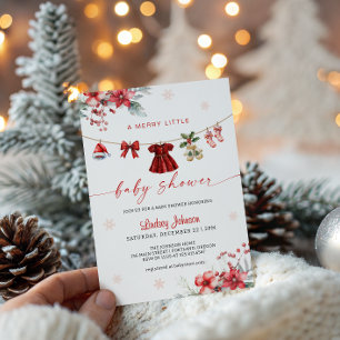 Glad liten baby shower klädstreck babyflicka inbjudningar