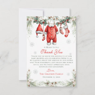 Glad liten baby shower Santa klädstreck Tack Kort