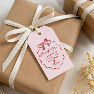Glad liten baby shower tack taggar med slinga presentetikett