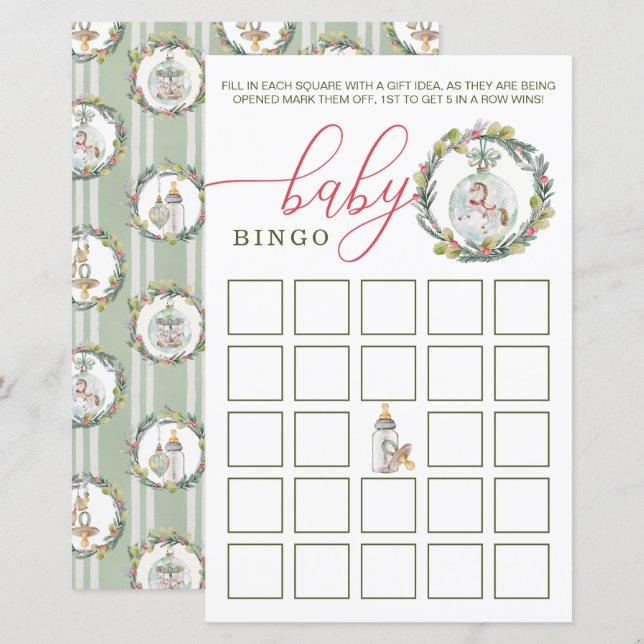 Glad liten baby shower Vinter Baby Bingo Spel (Fram/baksida)