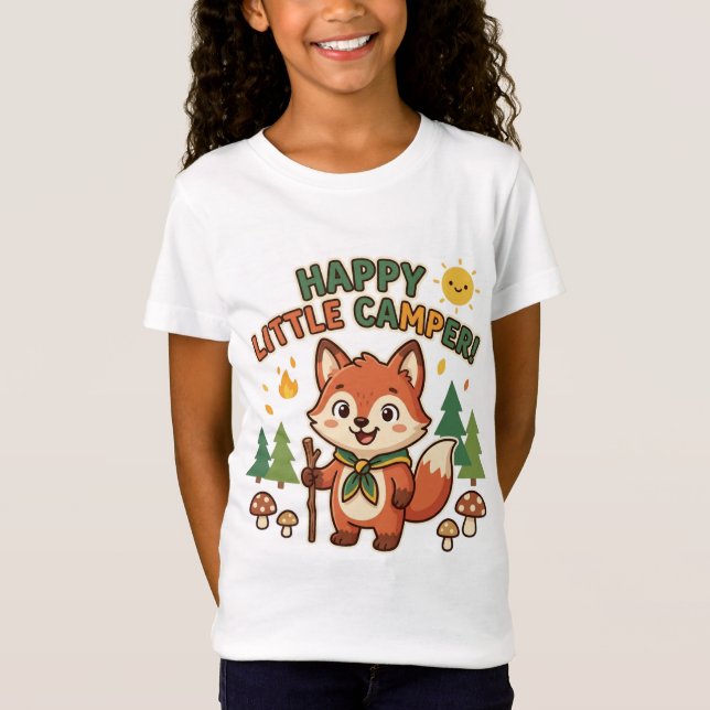 Glad liten campare Söt räv T-Shirt |  (Framsida)