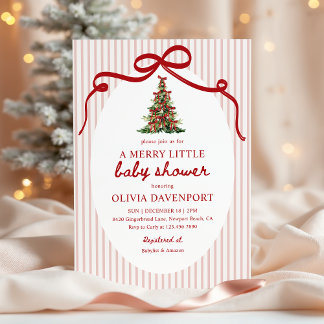 Glad liten Coquette julgran Babyshower Inbjudningar
