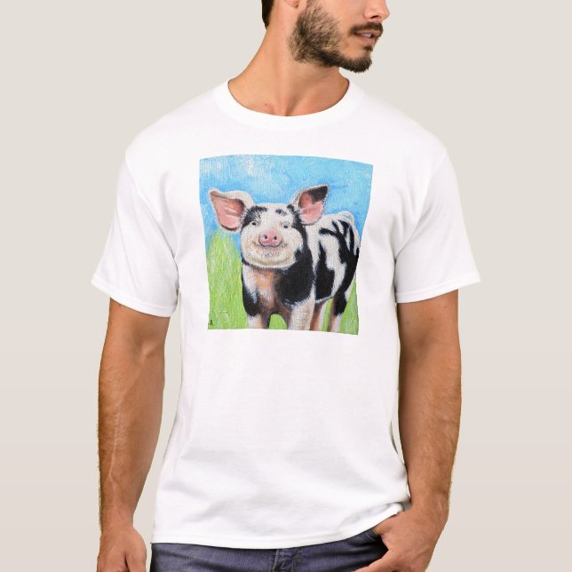 Glad liten gris-målning tee (Framsida)