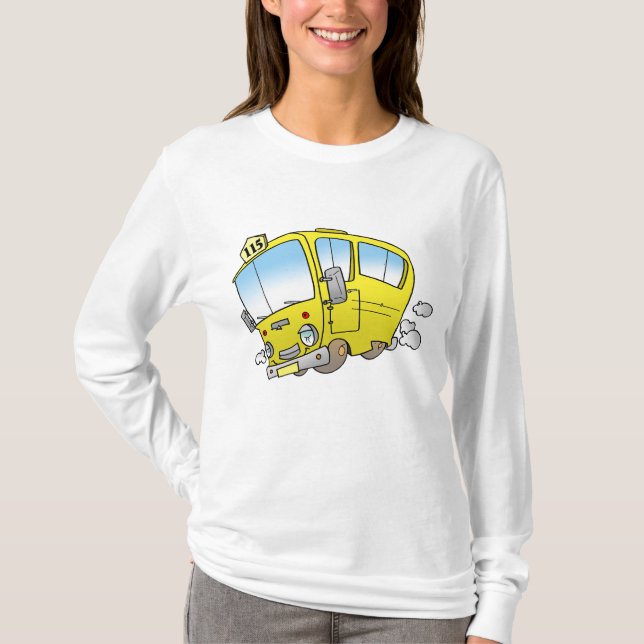 Glad liten gul skolbuss t shirt (Framsida)