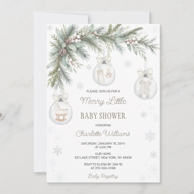 Glad liten jul Babyshower Inbjudningar (Framsida)