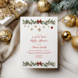 Glad liten jul Bebis Babyshower Julgran Inbjudningar