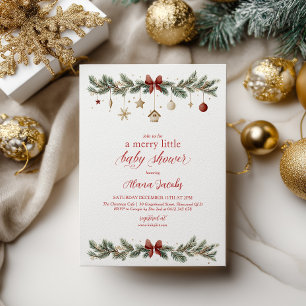 Glad liten jul Bebis Babyshower Julgran Inbjudningar