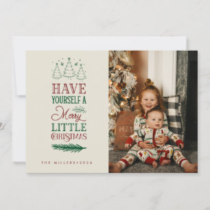 Glad liten jul Familjefoto jul Julkort