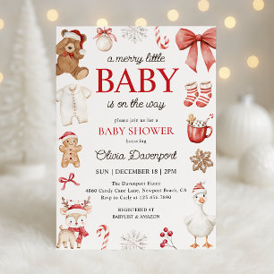 Glad liten jul Festlig vinter Baby Shower Inbjudningar