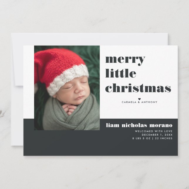 Glad liten jul firande födelseannonsering julkort (Framsida)
