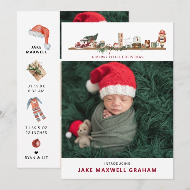 Glad liten jul | Födelseannons (Fram/baksida)