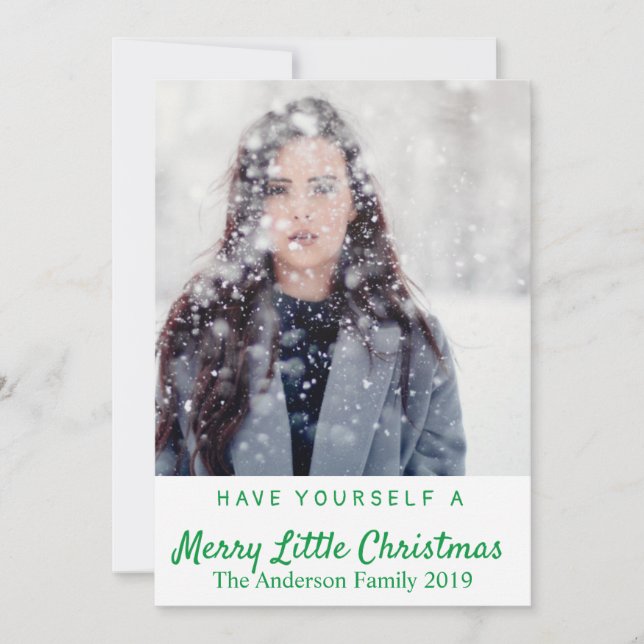 Glad liten jul Lägg till eget foto Julkort (Framsida)