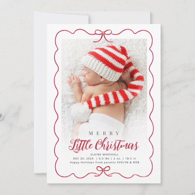 Glad liten jul ram födelseannonsering  julkort (Framsida)