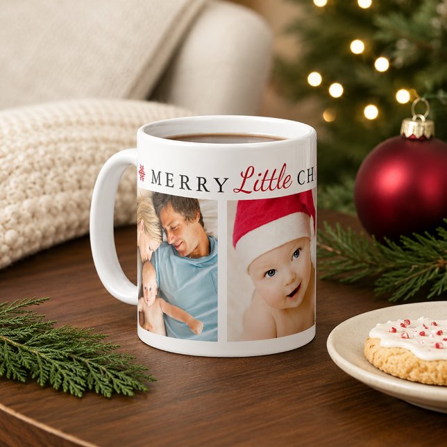 Glad liten jul snöflinga foto kaffemugg (Skapare uppladdad)