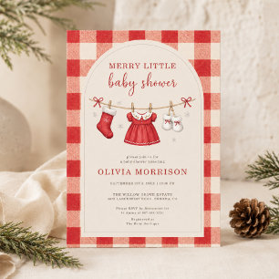 Glad liten jul tvättlinje baby shower inbjudningar