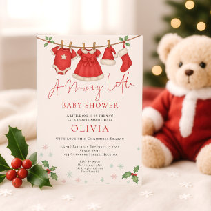 Glad liten jul tvättlinje baby shower inbjudningar