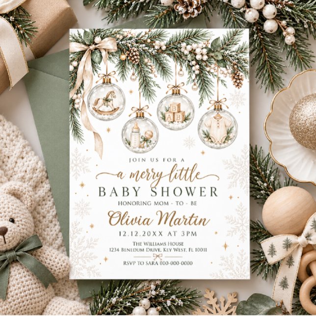 Glad liten jul Vinter Bebis Shower Inbjudningar (Skapare uppladdad)
