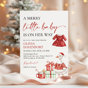 Glad liten jul Vinterflicka Baby Shower Inbjudningar