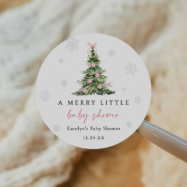 Glad liten julgran baby shower runt klistermärke