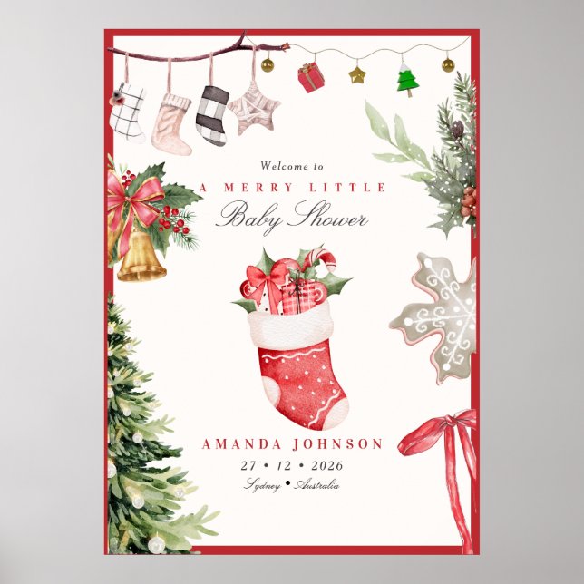 Glad liten julgran Prydnader Baby Shower  Poster (Framsidan)