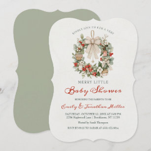 Glad liten julkrans Baby Shower Inbjudningar