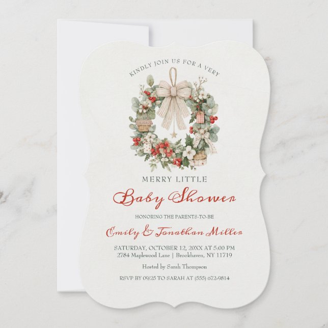 Glad liten julkransbåge Baby Shower Inbjudningar (Framsida)