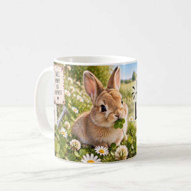 Glad liten livskaninmugg kaffemugg (Framsida vänster)