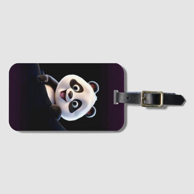 Glad liten panda bagagebricka (Framsida horisontal)