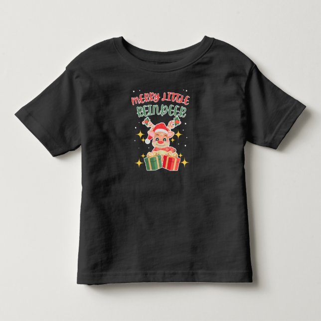 Glad liten ren jul T-shirt (Framsida)