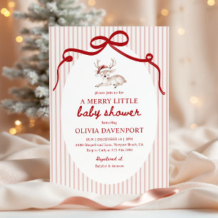Glad liten ren röd jul baby shower inbjudningar