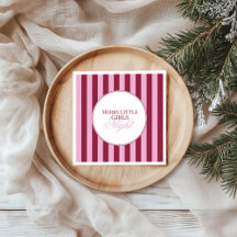 Glad liten röd randig julfest servett