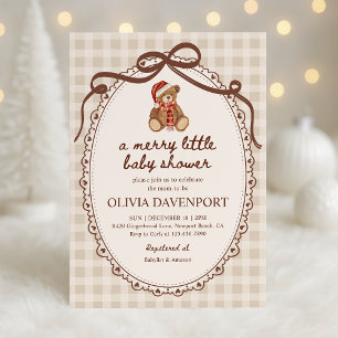 Glad liten teddybjörn jul Baby Shower Inbjudningar