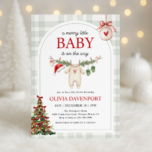 Glad liten vinter-gingham jul Baby Shower Inbjudningar