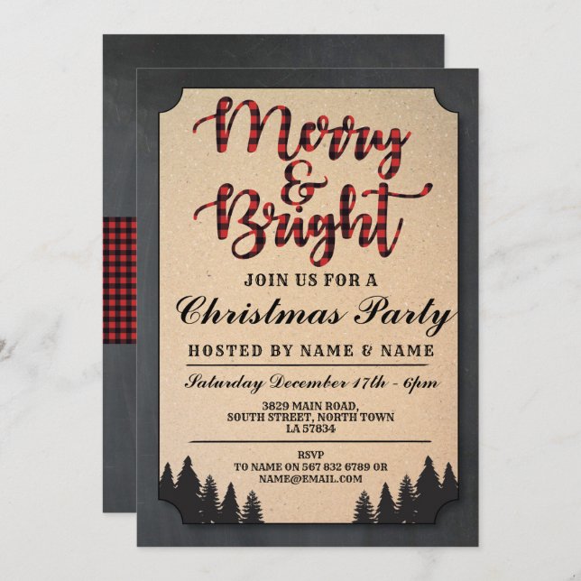 Glad & ljus julafton för kontroll för inbjudningar (Fram/baksida)