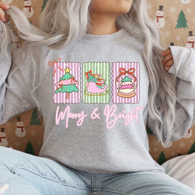 Glad & Ljus Julig Preppy-tröja T Shirt (Merry & Bright Preppy Christmas Sweatshirt)