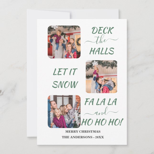 Glad Ljus Kul Tre Bilder Jul  Julkort (Framsida)