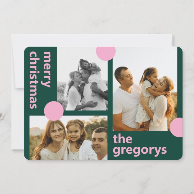 Glad & Ljus Prickig Multifoto Julkort (Framsida)