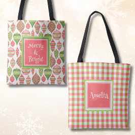 Glad & Ljus Röd Grön Rosa Högtids-Totebag Tygkasse
